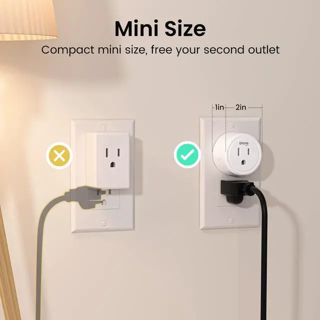 Alt view image 7 of 7 - GHome Smart Plug Mini, WiFi Smart Outlet Plug Works with Alexa and Google Home, Timer Outlet with APP Control, 2.4GHz Network Only, No Hub Required, ETL FCC Listed (4 Pack), White