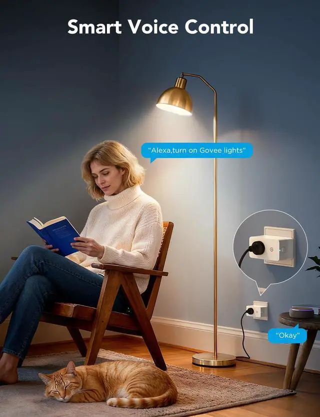 Alt view image 4 of 7 - Govee Smart Plug with Energy Monitoring, WiFi Bluetooth Plug Work with Alexa and Google Assistant, 15A Smart Outlets with Timer & Group Controller, No Hub Required, ETL&FCC Certified for Home, 4 Pack