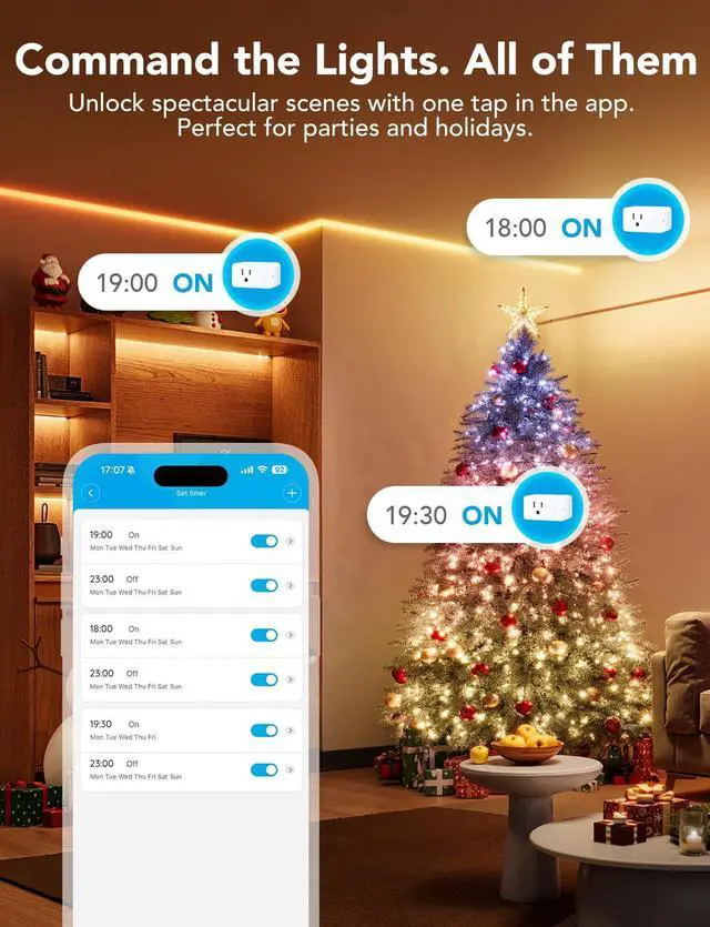 Alt view image 7 of 7 - Govee Smart Plug with Energy Monitoring, WiFi Bluetooth Plug Work with Alexa and Google Assistant, 15A Smart Outlets with Timer & Group Controller, No Hub Required, ETL&FCC Certified for Home, 4 Pack