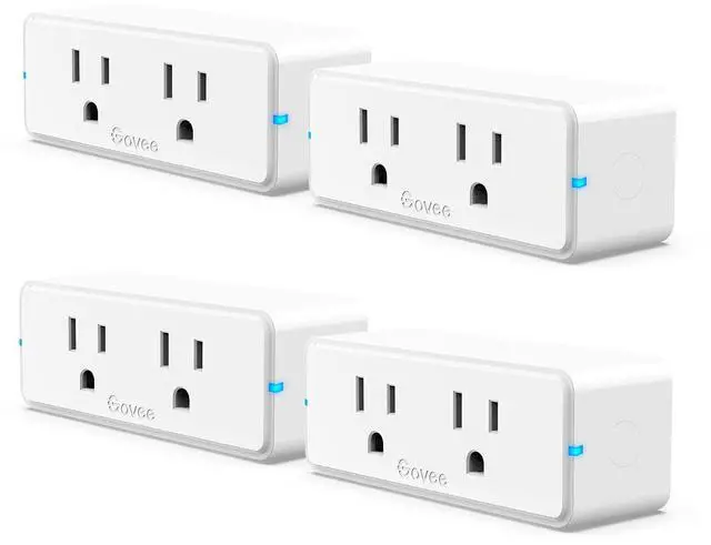 Main image of Govee Dual Smart Plug 4 Pack, 15A WiFi Bluetooth Outlet, Work with Alexa and Google Assistant, 2-in-1 Compact Design, Govee Home App Control Remotely with No Hub Required, Timer, FCC and ETL Certified