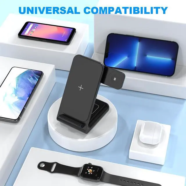 Alt view image 6 of 7 - 3-in-1 Wireless Charging Station for iPhone: CIYOYO Magnetic Fast Charger for iPhone 16/15/14/13 Apple Watch/AirPods Portable Charging Pad for Office Bedside Home