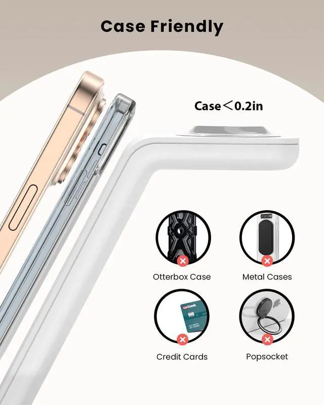 Alt view image 7 of 7 - GEEKERA 3 in 1 Wireless Charging Station for Apple, Fast Wireless Charger Stand Dock for iPhone 17 16 15 14 13 12 11 Pro Max Plus XR XS X, Apple Watch Ultra/11/10/9/SE/8/7/6/5/4/3/2, AirPods Pro/4/3/2