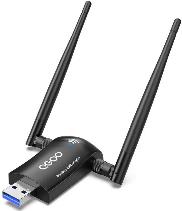 Main image of Wireless WiFi Adapter for Desktop PC - QGOO AC1300Mbps USB 3.0 Network Dongle with 5dBi High Gain Dual Antennas, 2.4GHz/5GHz Dual Band for Laptop Computer Compatible Windows11/10/8