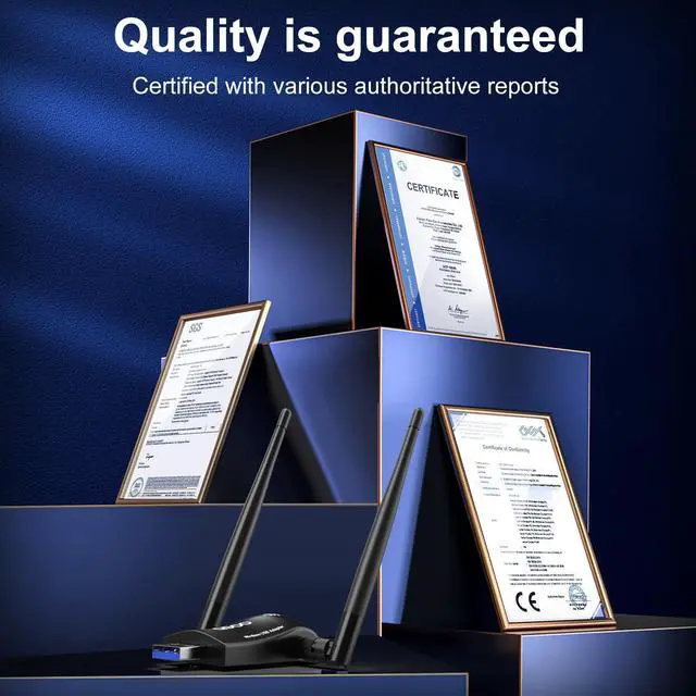 Alt view image 7 of 7 - Wireless WiFi Adapter for Desktop PC - QGOO AC1300Mbps USB 3.0 Network Dongle with 5dBi High Gain Dual Antennas, 2.4GHz/5GHz Dual Band for Laptop Computer Compatible Windows11/10/8