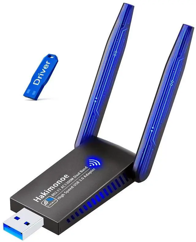 Main image of Hakimonoe USB 3.0 WiFi Adapter for PC Desktop, AC1300Mbps Dual Band 2.4G 5G Wireless Network WiFi Dongle Enhanced Antenna for Laptop Computer Windows11 10 8.1 8 7 Vista XP, Plug n Play w/USB Driver