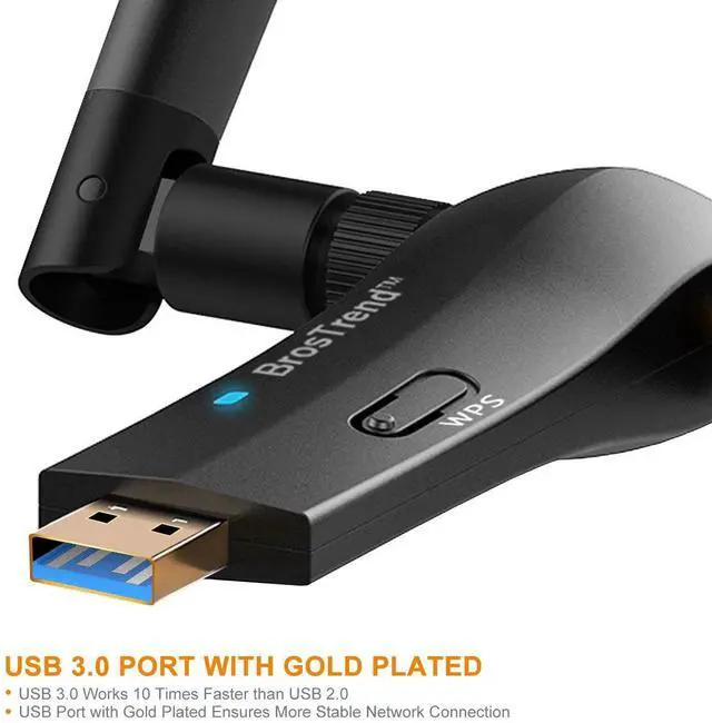 Alt view image 6 of 7 - BrosTrend 1200Mbps Long Range USB WiFi Adapter for PC Desktop Laptop of Windows 11/10/8.1/8/7, Wireless Adapter Dual Band 2.4GHz 300Mbps + 5GHz 867Mbps, 2X 5dBi High Gain Antennas, USB 3.0 Cradle