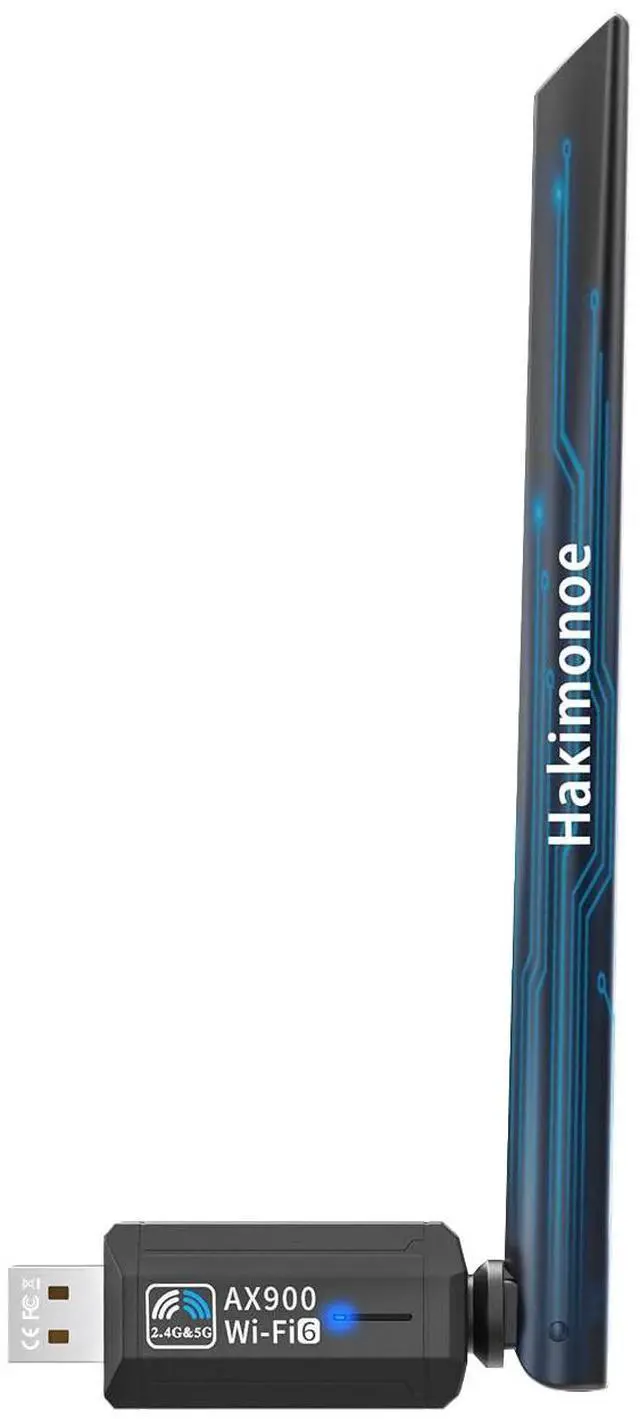 Main image of Hakimonoe WiFi USB Adapter for PC Desktop, Wi-Fi 6 AX900Mbps Dual Band 5GHz 2.4GHz Wireless Network Dongle, 5dBi High Gain Antenna, WPA3 for Win 11 10 7 Laptop Computer, Plug n Play w/Auto Driver