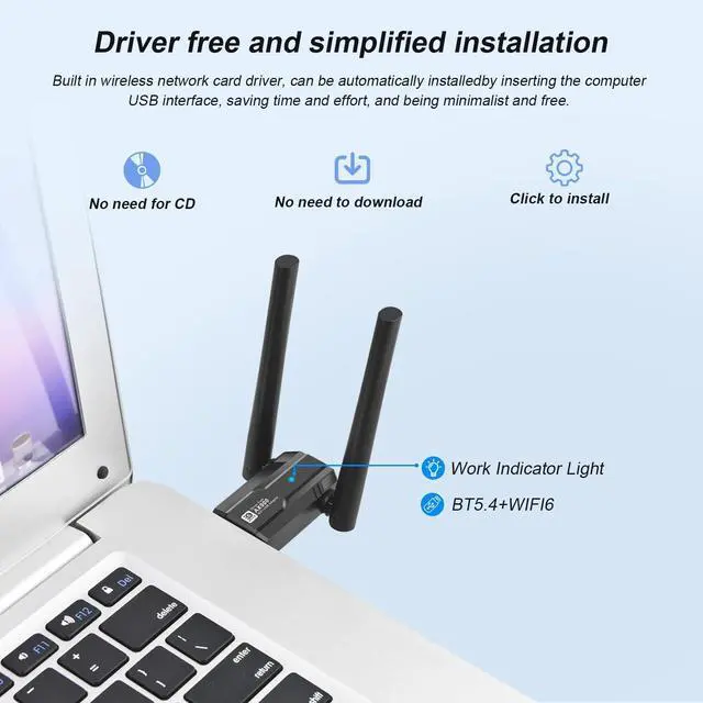 Alt view image 6 of 7 - DragoBud USB WiFi 6 Adapter Bluetooth 5.4, AX900M Dual Band 5/2.4Ghz,Wireless Network External Receiver for Laptop/PC/Desktopwith 5dBi Antenna Compatible with Windows 7/10/11,Black