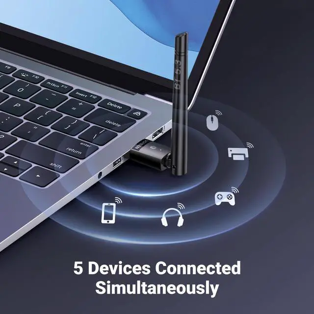 Alt view image 5 of 7 - UGREEN Long Range Bluetooth 5.3 Adapter for PC, USB Bluetooth Dongle, Wireless Bluetooth Transmitter Receiver for Bluetooth Mouse Keyboard Headphones Speakers for Win11/10/8.1 (Plug & Play)