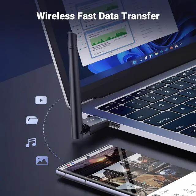 Alt view image 6 of 7 - UGREEN Long Range Bluetooth 5.3 Adapter for PC, USB Bluetooth Dongle, Wireless Bluetooth Transmitter Receiver for Bluetooth Mouse Keyboard Headphones Speakers for Win11/10/8.1 (Plug & Play)