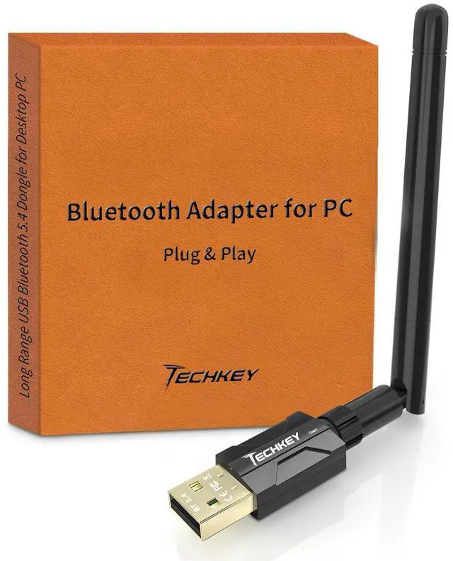 Main image of USB Bluetooth 5.4 Adapter for Desktop PC: Long Range 500FT Wireless Dongle with 5dBi Antenna Plug & Play for Laptop Windows 11/10/8.1, Pair BT Headphones/Headset/Speaker/Mouse/Keyboard/Printer