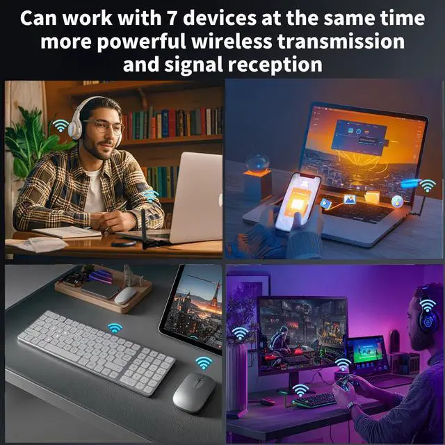 Alt view image 6 of 7 - USB Bluetooth 5.4 Adapter for Desktop PC: Long Range 500FT Wireless Dongle with 5dBi Antenna Plug & Play for Laptop Windows 11/10/8.1, Pair BT Headphones/Headset/Speaker/Mouse/Keyboard/Printer