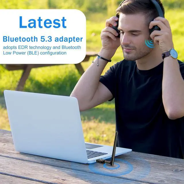 Alt view image 2 of 7 - USB Bluetooth Adapter 5.3 for Desktop PC, Real Plug & Play Long Range Class 1 EDR Bluetooth Dongle Receiver 328FT/100M for Laptop Computer Connect Speaker Keyboard Headphones Support Windows 11/10/8.1