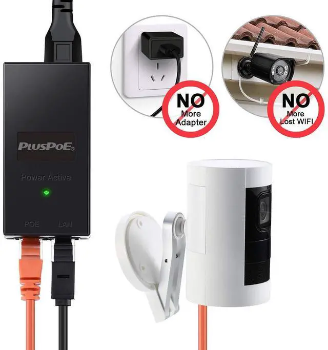 Alt view image 2 of 5 - PoE Injector, 48V 30W Power Over Ethernet Adapter, 10/100Mbps IEEE802.3af/at Compliant for Most Polycom/Aastra/Ubiquiti/Amcrest/Realink IP Camera and Phones