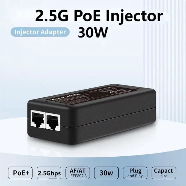 Alt view image 2 of 7 - PoE Injector Up to 30w Power Supply, 2.5 Gigabit PoE Adapter for IP Cameras and VoIP Phones Network Distance Up to 328 ft. PoE Power Supply IEEE 802.3af Compliant Desktop UL Certified PoE Injec