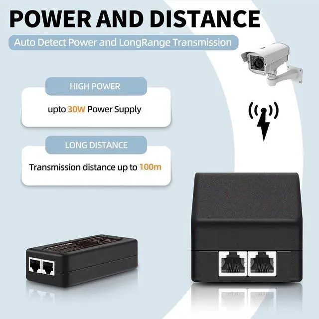 Alt view image 6 of 7 - PoE Injector Up to 30w Power Supply, 2.5 Gigabit PoE Adapter for IP Cameras and VoIP Phones Network Distance Up to 328 ft. PoE Power Supply IEEE 802.3af Compliant Desktop UL Certified PoE Injec