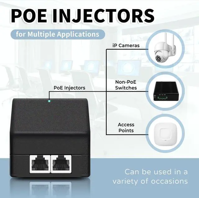 Alt view image 7 of 7 - PoE Injector Up to 30w Power Supply, 2.5 Gigabit PoE Adapter for IP Cameras and VoIP Phones Network Distance Up to 328 ft. PoE Power Supply IEEE 802.3af Compliant Desktop UL Certified PoE Injec