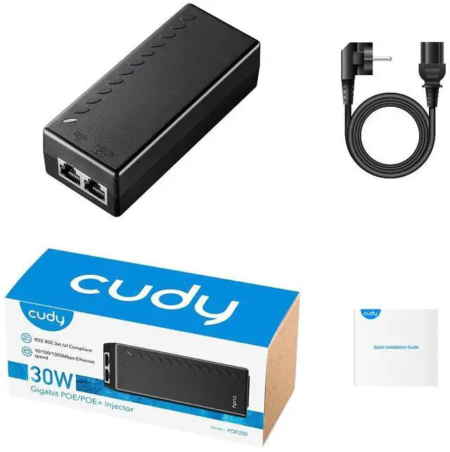 Alt view image 6 of 6 - Cudy New 30W Gigabit PoE Injector Adapter, 30W,10/100/1000Mbps RJ-45, IEEE 802.3af / 802.3at Compliant, up to 100 Meters (325 Feet), PoE200