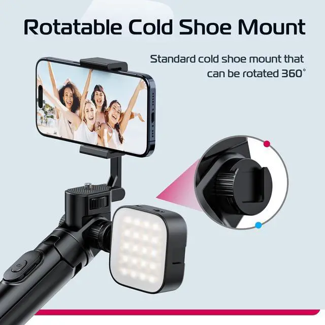 Alt view image 6 of 7 - ULANZI MT-70 Extendable Tripod, 63" Selfie Stick Vlog Tripod Stand with 2 Phone Clips as Teleprompter, 360° Rotate Camera Holder for iPhone, Sony, Canon, DJI Osmo Nano, Lightweight for Travel, Black