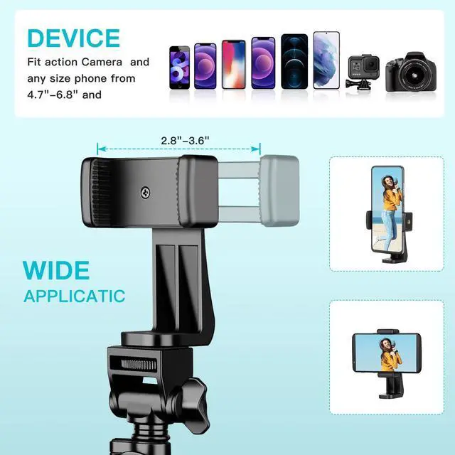 Alt view image 6 of 7 - 74" Flexible Phone Tripod, Tall Cell Phone Tripod with Adjustable Gooseneck & Remote, Portable Camera Cellphone Stand for Video Recording, Compatible with iPhone Android