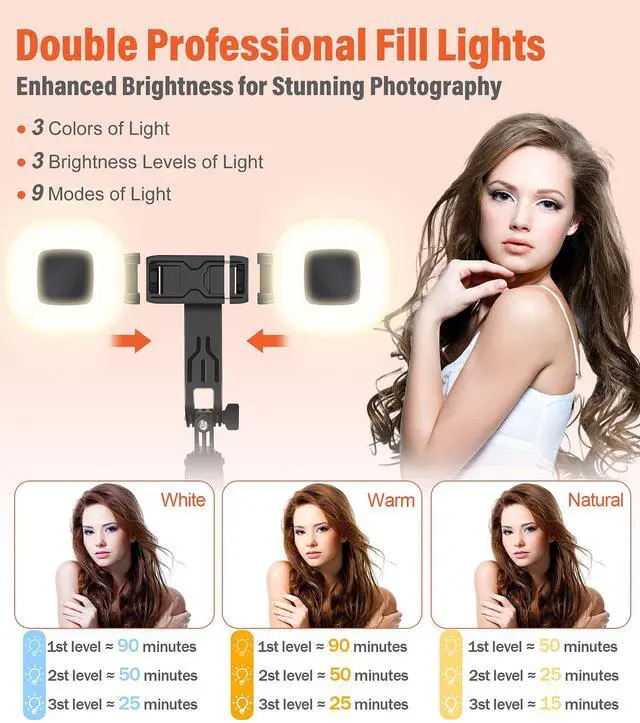 Alt view image 3 of 7 - Funxee Selfie Stick Phone Tripod - 71 inch Tall Cell Phone Holder with Detachable Wireless Remote and 2 LED Lights for Recording, Video and Picture, Phone Stand for iPhone, Android, Camera & Gopro