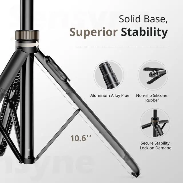 Alt view image 6 of 6 - Sensyne 72" Extendable Tripod for iPhone & Selfie Stick with Detachable Phone Holder & Wireless Remote, Compatible with All Cell Phones, Black