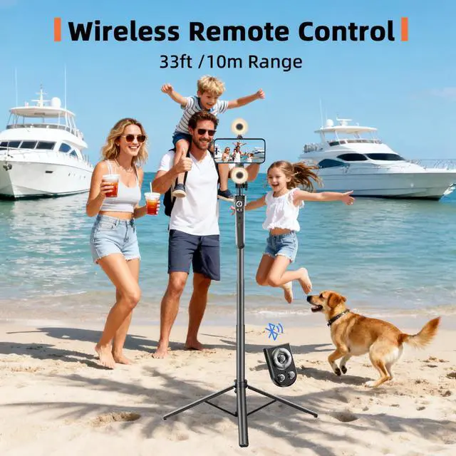 Alt view image 6 of 7 - Euoto Auto Face Tracking Selfie Stick Tripod for iPhone with Light 360 Rotation That Follows Your Movement 70.9" Camera Tripod Stand with Remote for Content Creator Vlog Live Stream Video Recording