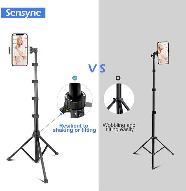 Alt view image 6 of 6 - Sensyne 67" Phone-Tripod, Extendable Cell Phone Tripod Stand & Selfie Stick with Wireless Remote and Phone Holder, Compatible with iPhone Android Phone, Camera