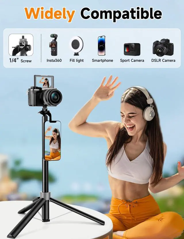 Alt view image 5 of 7 - 70" Magnetic Phone Tripod, Selfie Stick Tripod for iPhone Magsafe with Rechargeable Remote & 2 in 1 Magnetic Holder, Portable Cellphone Stand for Recording Travel, Compatible with iPhone and Android