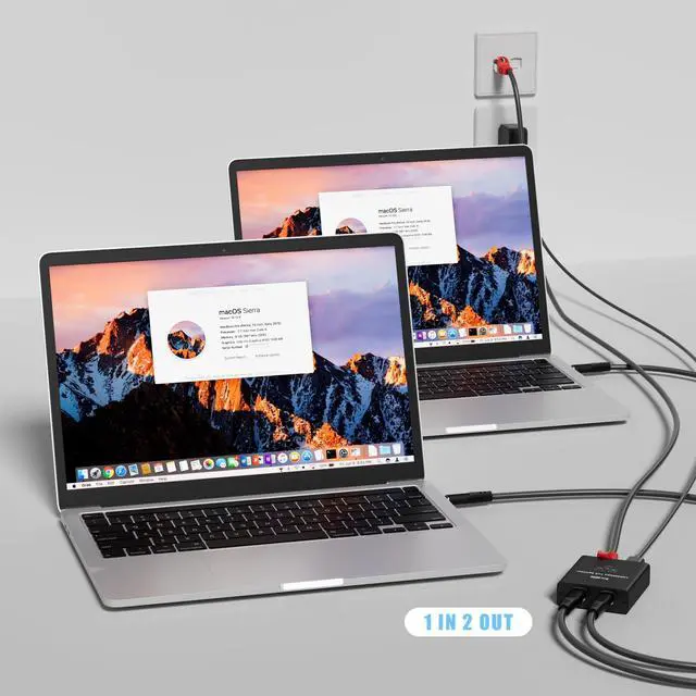 Alt view image 4 of 7 - Ethernet Splitter 1 to 2 Out (Double USB-C Port), Upgrade Design RJ45 Splitter with USB A to C Power Cord, Gigabit LAN Internet Adapter, 1Gbps, RJ45 to Double Type-C Adapter, for Macbook to Ethernet