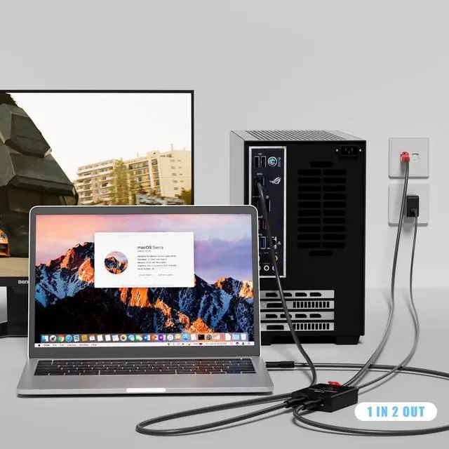 Alt view image 5 of 7 - Ethernet Splitter 1 to 2 Out (Double USB-C Port), Upgrade Design RJ45 Splitter with USB A to C Power Cord, Gigabit LAN Internet Adapter, 1Gbps, RJ45 to Double Type-C Adapter, for Macbook to Ethernet