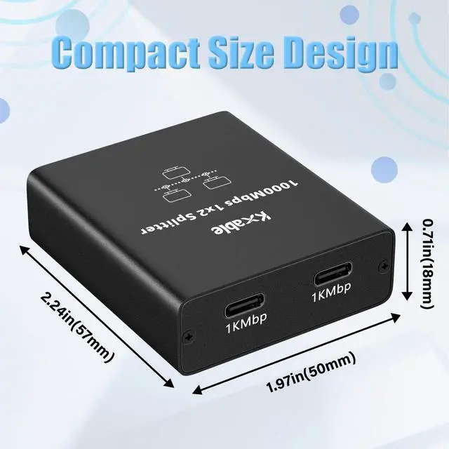 Alt view image 7 of 7 - Ethernet Splitter 1 to 2 Out (Double USB-C Port), Upgrade Design RJ45 Splitter with USB A to C Power Cord, Gigabit LAN Internet Adapter, 1Gbps, RJ45 to Double Type-C Adapter, for Macbook to Ethernet