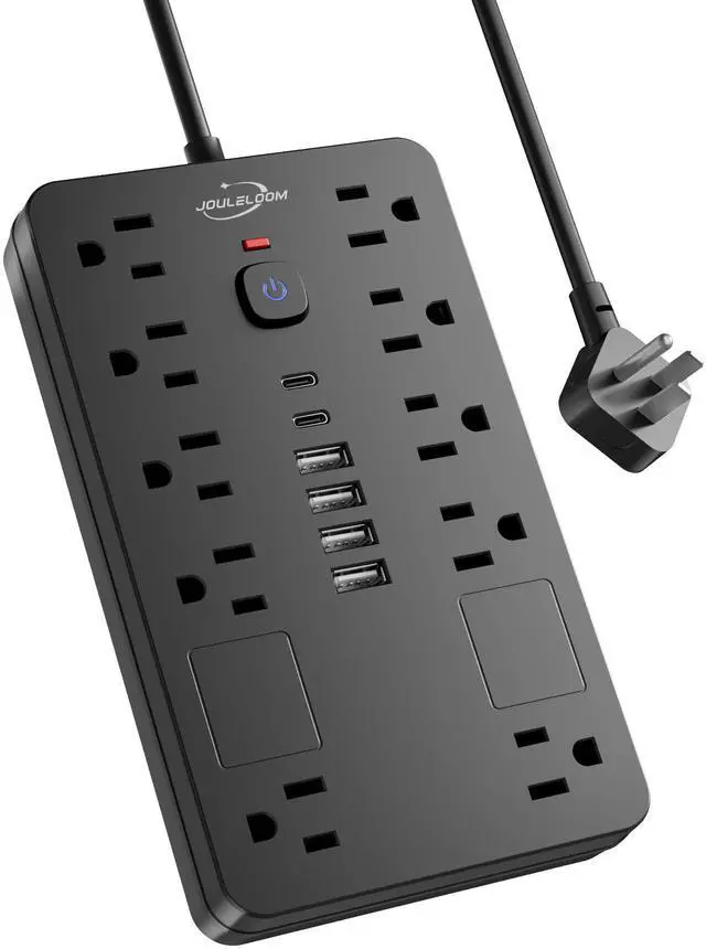 Main image of JouleLoom Surge Protector Power Strip,10 Outlets(1850W/15A) with 6 USB Ports (2 USB C), 6 Feet Extension Cord Wall Mount Power Strip, ETL Listed for Home, Dorm Room