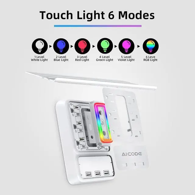 Alt view image 4 of 7 - Socket Outlet Shelf,Wall Outlet Surge Protector,6 Electrical Outlet Splitter with 3 USB Outlet,Multi Plug Outlet,Charging Shelf,Outlet Expander with 6 Nightlight for Home