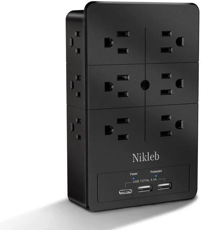 Main image of Multi Plug Outlet Extender Nikleb, Surge Protector 12 Outlets, Wall Plug with 2 USB+ USB C Ports Total 3.1A, Charger Blocks Wall Mount, Outlet Splitter Heavy Duty for Home, Office, Garage Improvement