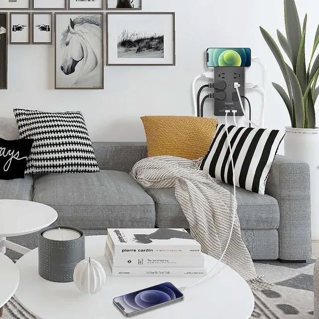 Alt view image 7 of 7 - Multi Plug Outlet Extender Nikleb, Surge Protector 12 Outlets, Wall Plug with 2 USB+ USB C Ports Total 3.1A, Charger Blocks Wall Mount, Outlet Splitter Heavy Duty for Home, Office, Garage Improvement