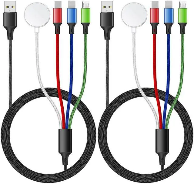 Main image of 2Pack 5FT 4 in 1 for Apple Watch Charger iPhone Charger,Multi Charging Cable USB C Micro iWatch Charger Compatible with iWatch Ultra Series 10/9/8/7/6/SE/5/4/3,iPhone 16/15/14/13/12,Galaxy Android