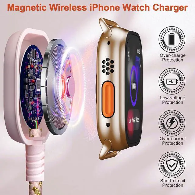 Alt view image 3 of 6 - Multi Charging Cable for Apple Watch Charger,6ft iPhone Watch 3 in 1 Charging Cable,USB A/C to Type C/Lightning Cable for iWatch Ultra/SE/10-2,iPhone 16-5s,iPad,Android Phones