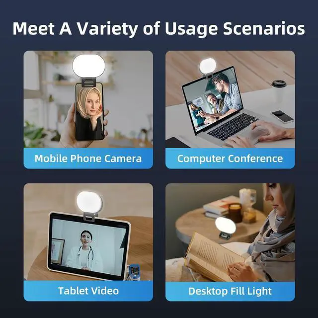 Alt view image 4 of 6 - Selfie Light Clip-Must-Have for Influencers 3 Light Modes Side-Emitting Protects Eyes Fill Light for Phone, iPad & Laptop Rechargeable for iPhone&Android for Video Recording TikTok&Vlogging (Black)