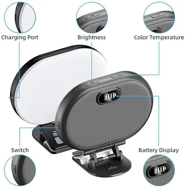 Alt view image 6 of 6 - Selfie Light Clip-Must-Have for Influencers 3 Light Modes Side-Emitting Protects Eyes Fill Light for Phone, iPad & Laptop Rechargeable for iPhone&Android for Video Recording TikTok&Vlogging (Black)