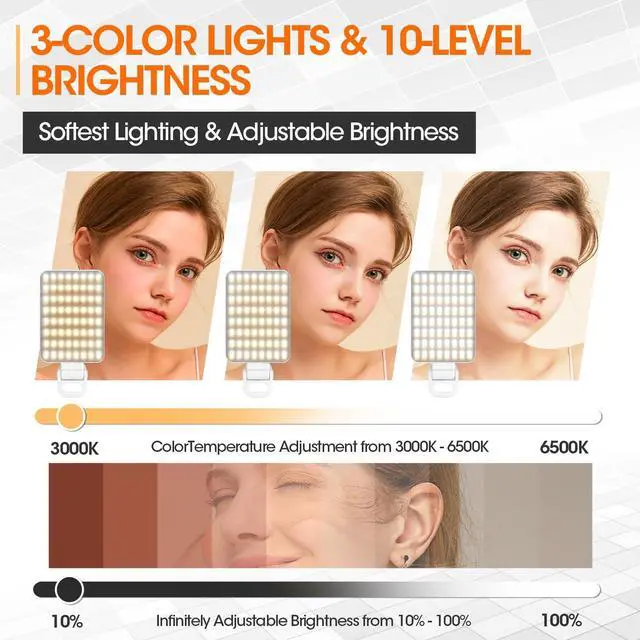 Alt view image 2 of 7 - JINGCOOL Magnetic Selfie Light, Portable Phone Light Clip, Rechargeable Ring Light for Video Recording, Conference, Live Streaming, TikTok, Makeup, Compatible with iPhone, Laptop, and Camera, White