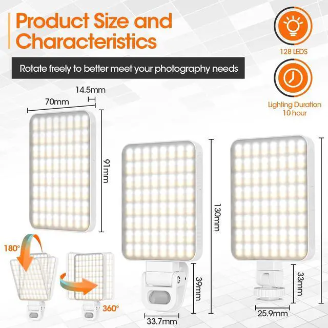 Alt view image 6 of 7 - JINGCOOL Magnetic Selfie Light, Portable Phone Light Clip, Rechargeable Ring Light for Video Recording, Conference, Live Streaming, TikTok, Makeup, Compatible with iPhone, Laptop, and Camera, White