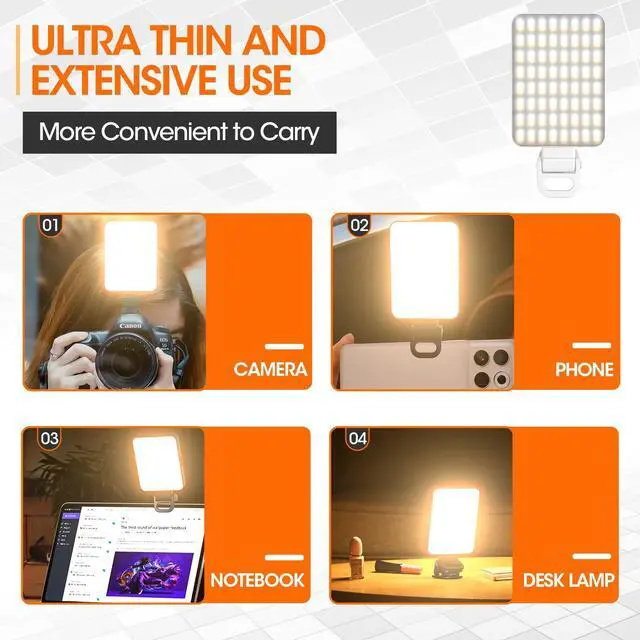 Alt view image 7 of 7 - JINGCOOL Magnetic Selfie Light, Portable Phone Light Clip, Rechargeable Ring Light for Video Recording, Conference, Live Streaming, TikTok, Makeup, Compatible with iPhone, Laptop, and Camera, White