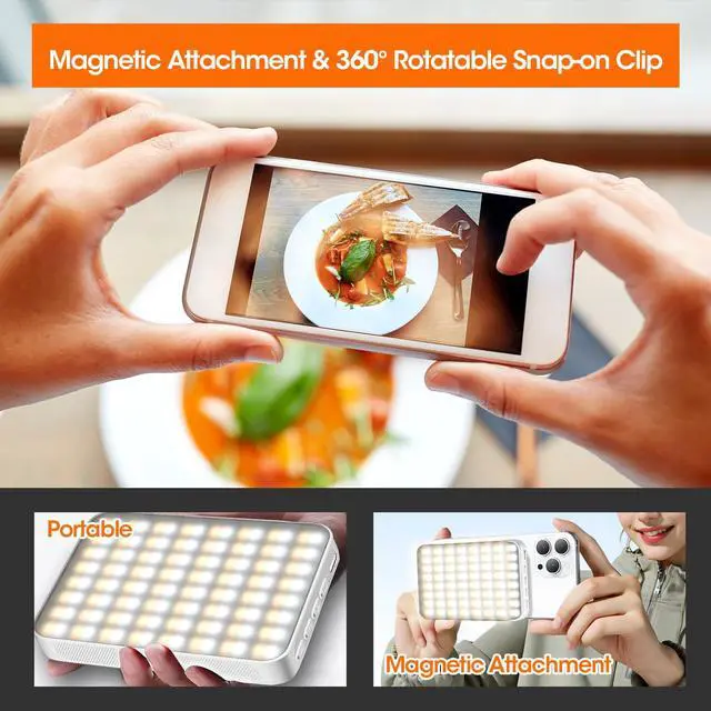 Alt view image 5 of 7 - JINGCOOL Magnetic Selfie Light, Portable Phone Light Clip, Rechargeable Ring Light for Video Recording, Conference, Live Streaming, TikTok, Makeup, Compatible with iPhone, Laptop, and Camera, White