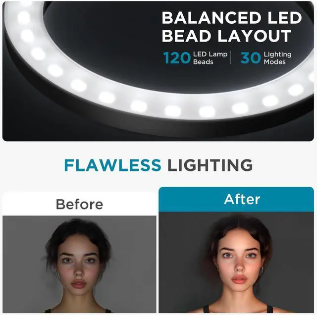 Alt view image 4 of 7 - InnoGear Overhead Phone Mount with Ring Light, 10" LED Selfie Ring Light for Desk with Phone Holder and Remote Canvas Lamp Light for YouTube Live Stream Cooking Video Recording Vlog Zoom, Medium