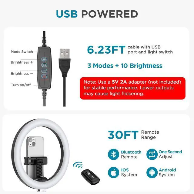Alt view image 5 of 7 - InnoGear Overhead Phone Mount with Ring Light, 10" LED Selfie Ring Light for Desk with Phone Holder and Remote Canvas Lamp Light for YouTube Live Stream Cooking Video Recording Vlog Zoom, Medium