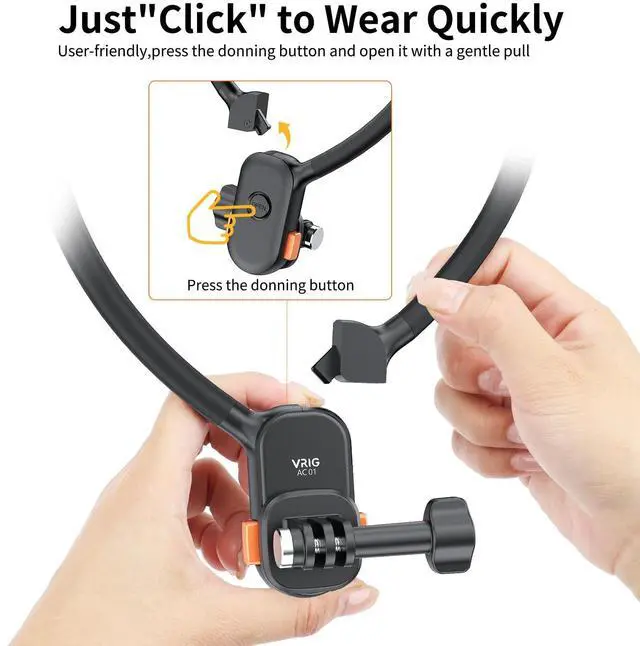 Alt view image 3 of 7 - VRIG Magnetic Neck Mount with Phone Holder, One-Click Quick Release & Claw-Mini Action Camera Adapter Mount for Go Pro Hero 13/12/11/10/9, for DJI Action 5 Pro/4/3, for Insta 360 Ace Pro