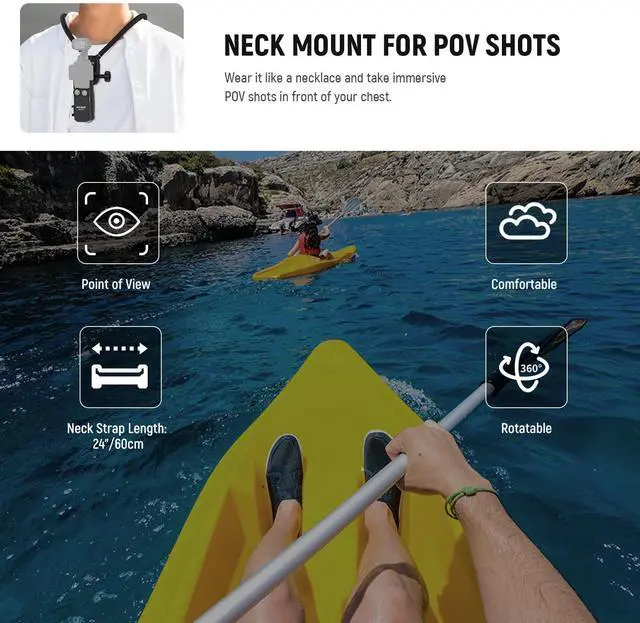 Alt view image 2 of 7 - NEEWER Magnetic Neck Mount with Pocket 3 Cage, Flexible Quick Release Action Camera Neck Holder Compatible with Hero 13 12 11 Max DJI Action 5 Pro Insta360 Osmo Pocket 3 Accessory for POV, GP39
