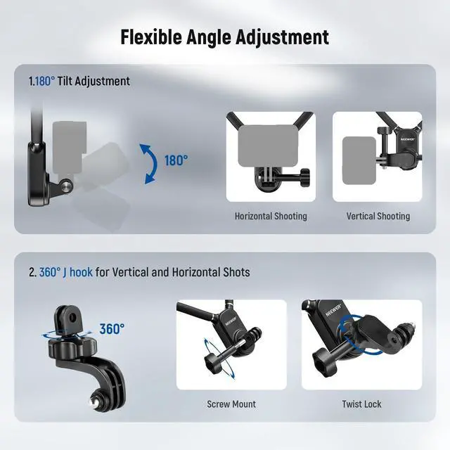 Alt view image 4 of 7 - NEEWER Magnetic Neck Mount with Pocket 3 Cage, Flexible Quick Release Action Camera Neck Holder Compatible with Hero 13 12 11 Max DJI Action 5 Pro Insta360 Osmo Pocket 3 Accessory for POV, GP39