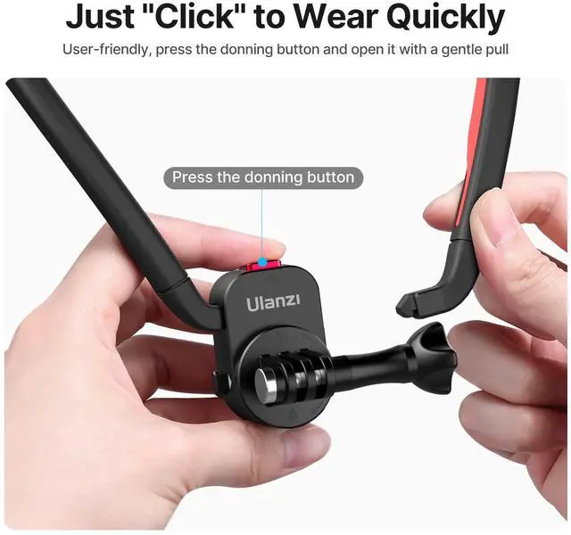 Alt view image 5 of 7 - ULANZI Go-Quick II Neck Mount for GoPro Magnetic Necklace Holder, Camera POV Mount for GoPro Hero 13/12/11/10/9/8/7/6/5/4/MAX, AKASO, DJI Osmo Action 5 Pro/4/3, Insta360 and Most Action Cameras